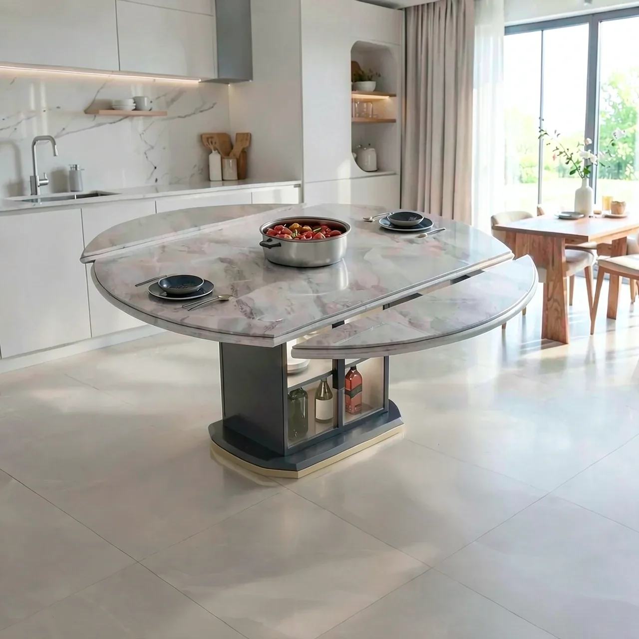 Стол обеденный 1.35м стекло 6 стульев