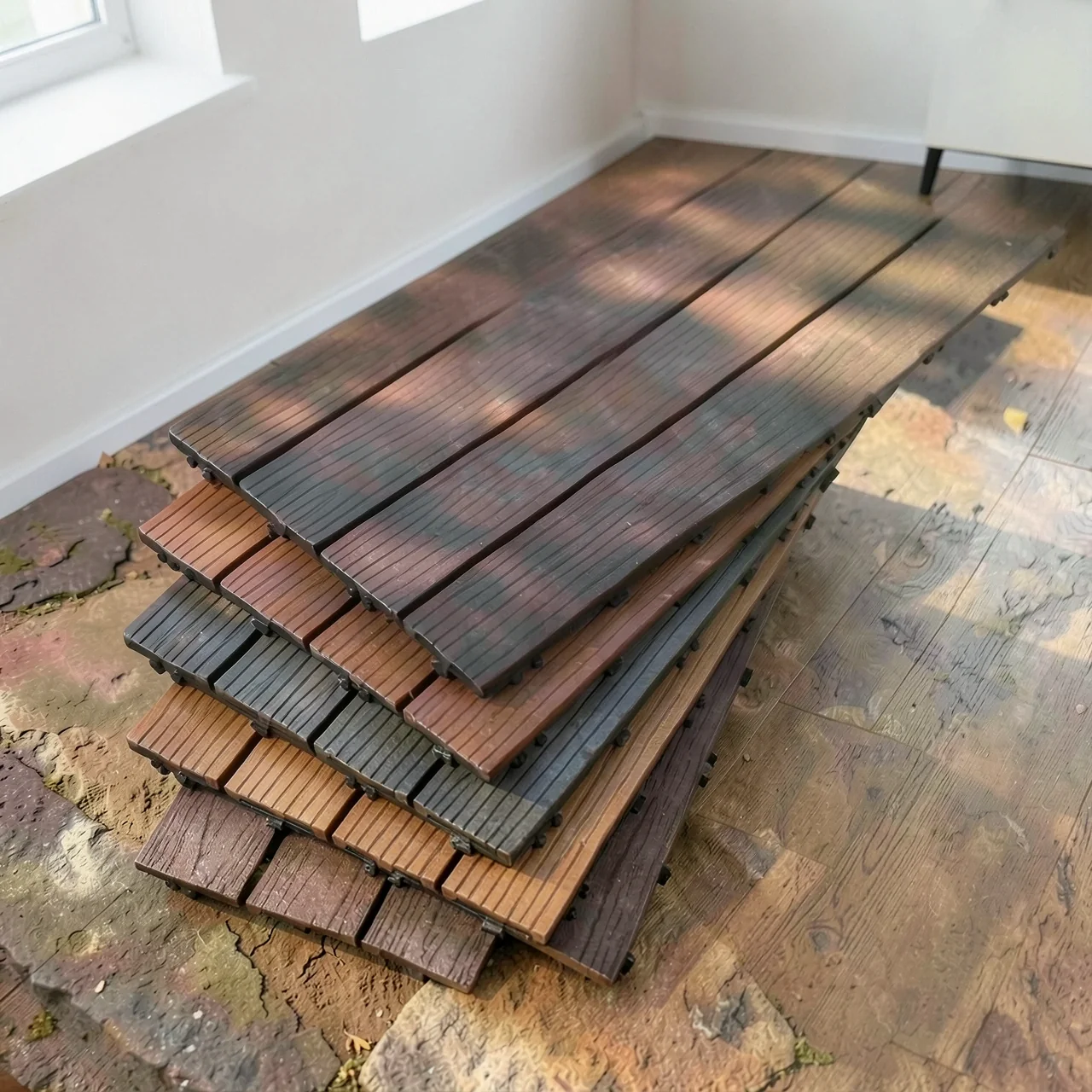 Плитка ДПК коэкструзия старое дерево 30x30