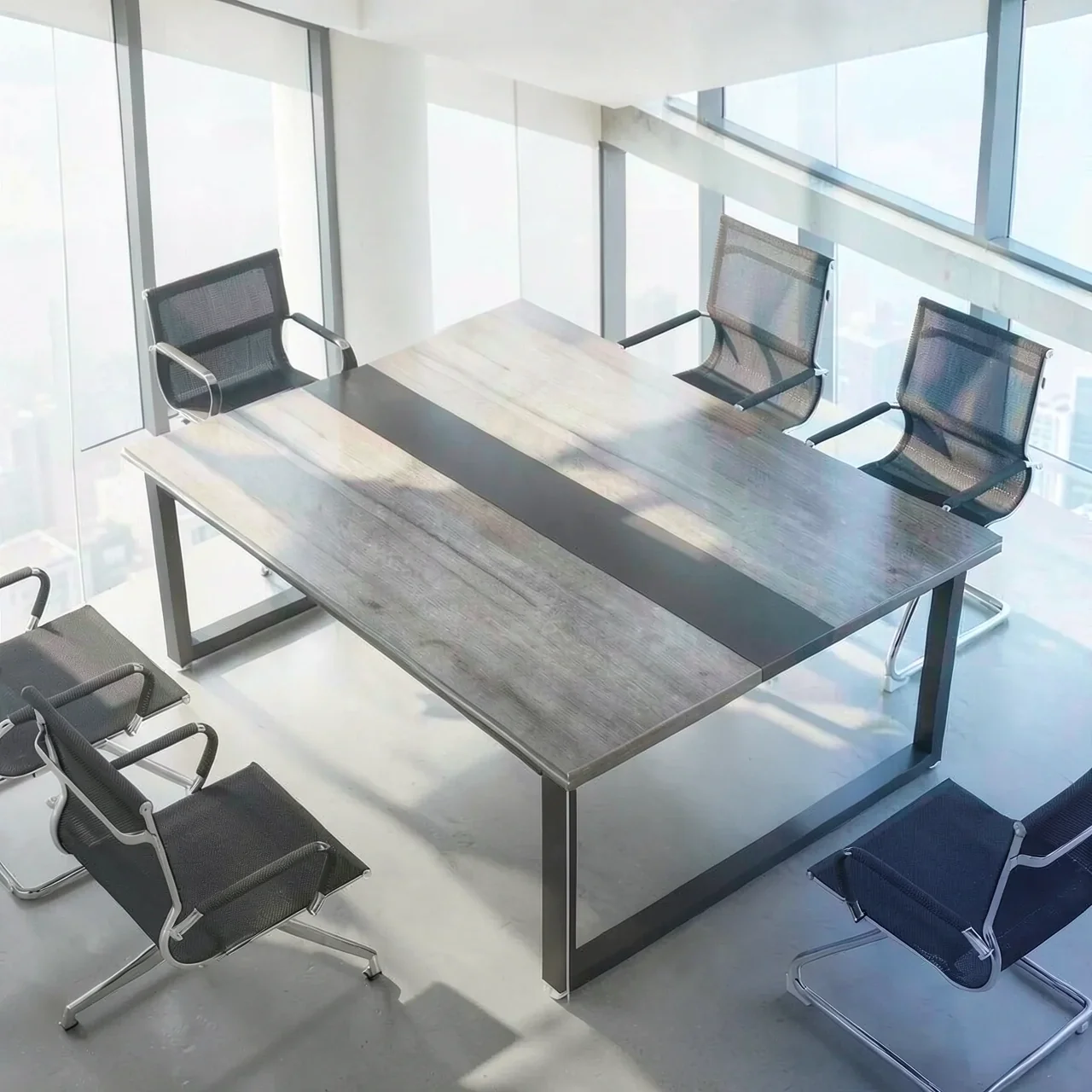Конференц-стол Yiling Furniture al123 серый дуб на 16 человек