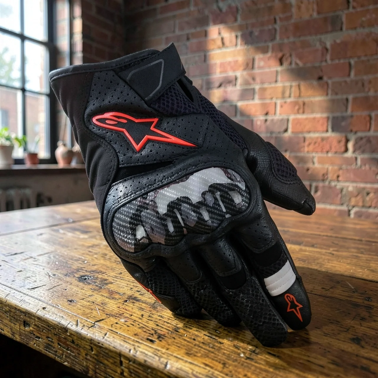 Перчатки Alpinestars SMX-1 Air v2 черный флуоресцентный красный (Европа, S)