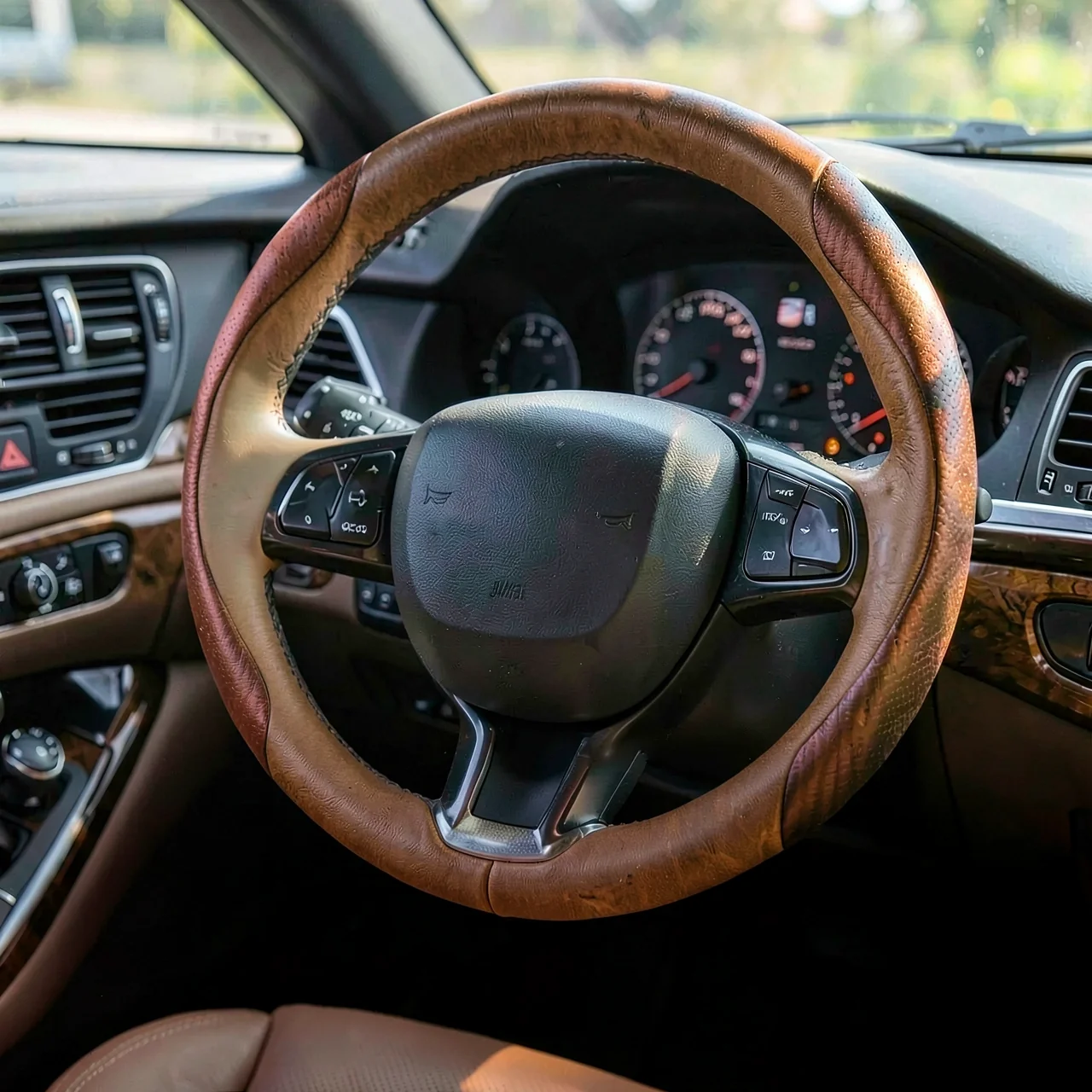 Чехол на руль Haval H6 черный оранжевое тиснение