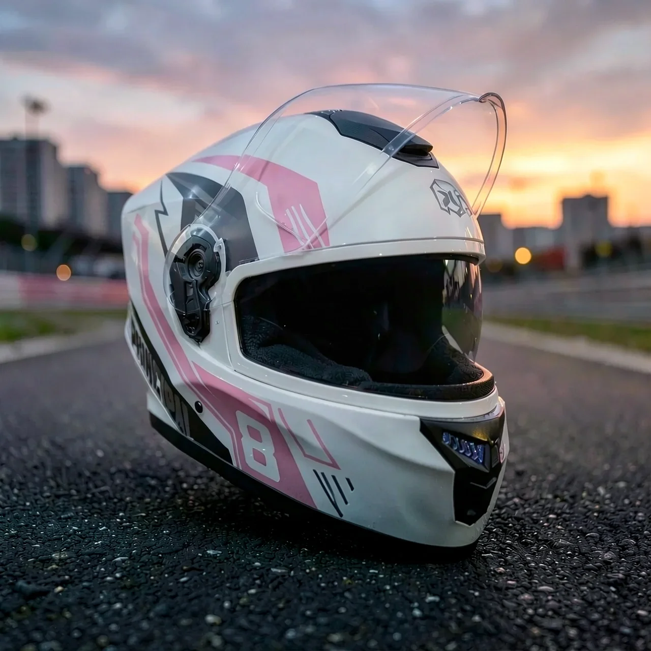 Полушлем белый глянцевый Mask