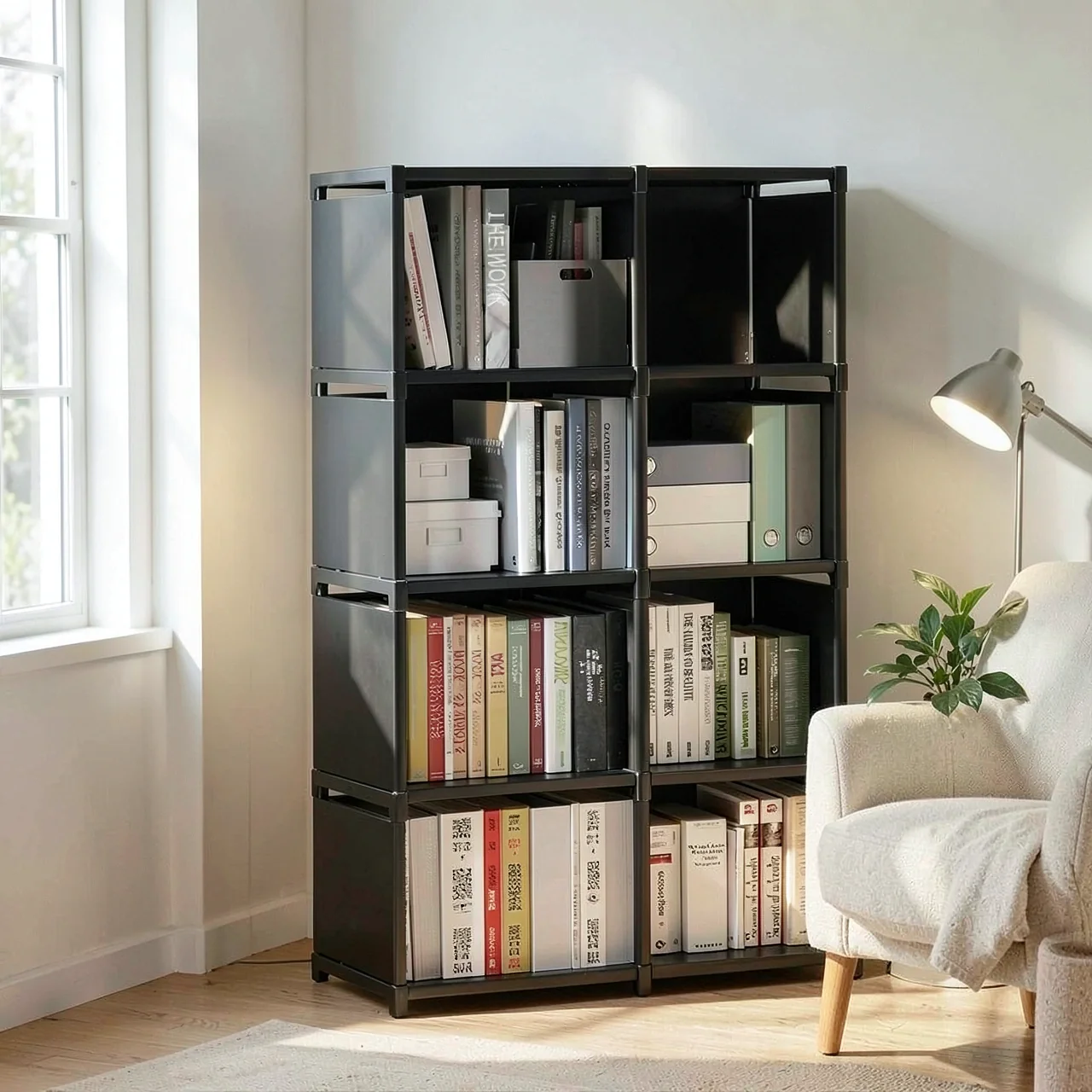 Стеллаж Simple Bookshelf 8 ячеек черный