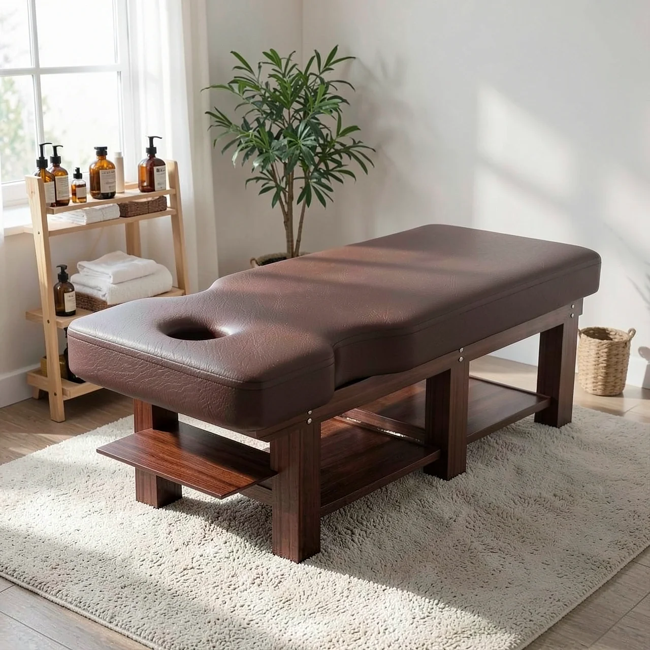 Массажный стол коричневый кожа 190x80 см