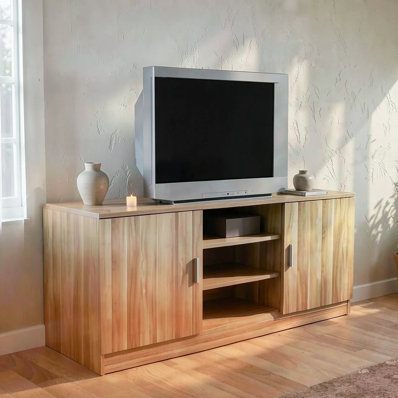 Тумба под телевизор 180x40x60 см тик с 2 ящиками