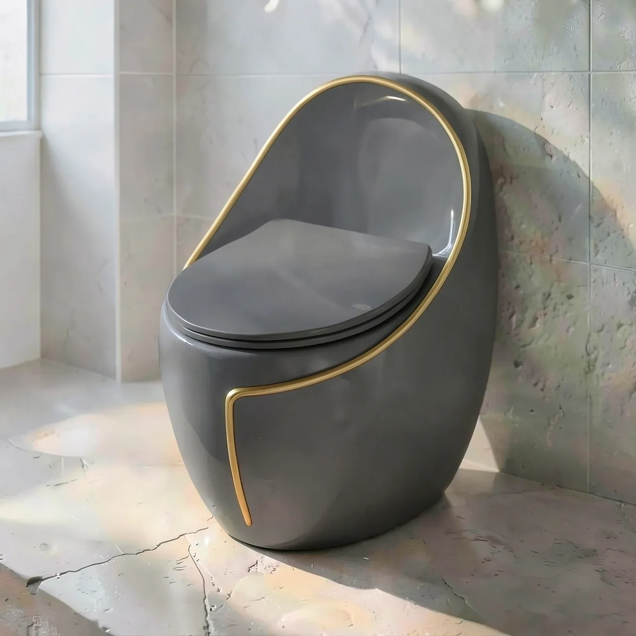 Унитаз Imperial Crown Egg Qingsam серый с золотом