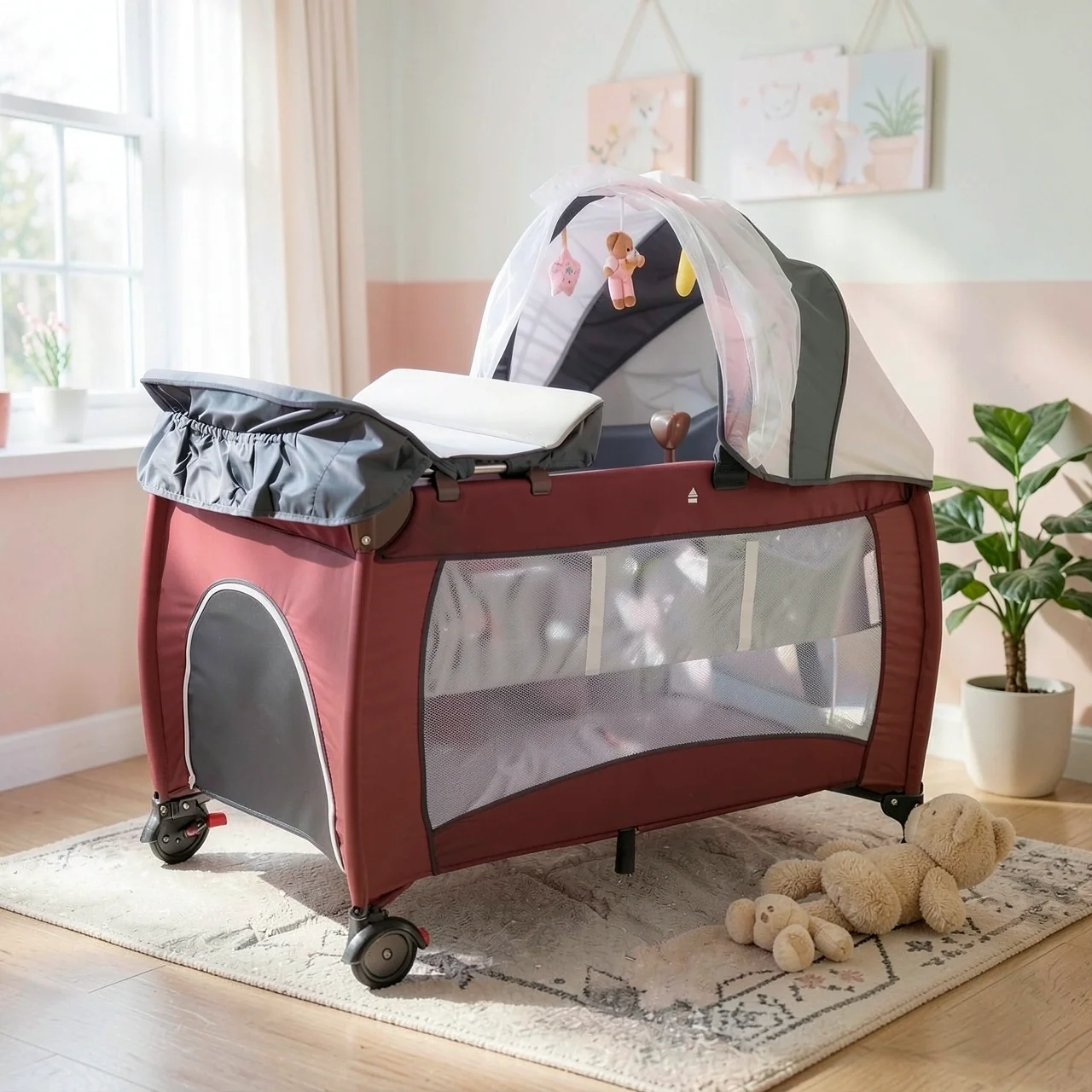Детская кроватка MamaKids красная