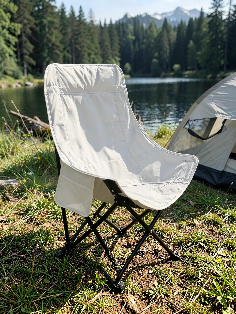 Стул кемпинговый Moon Chair с высоким подголовником белый
