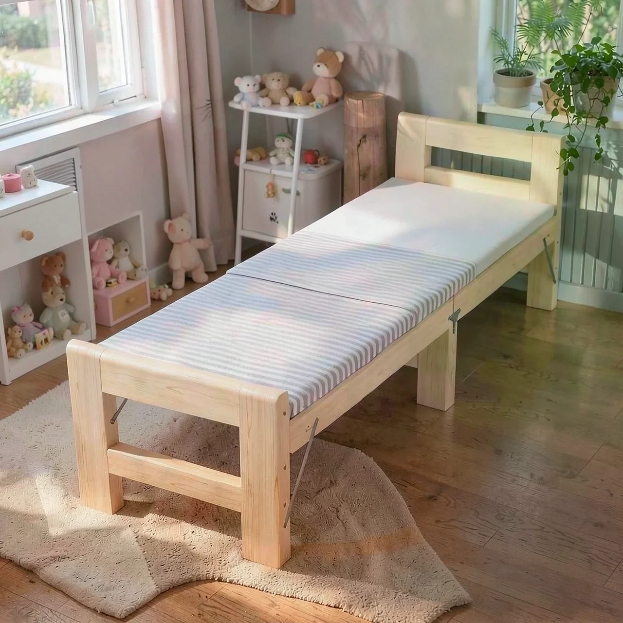 Кроватка складная 180x100 см с трехсторонним бортиком и матрасом