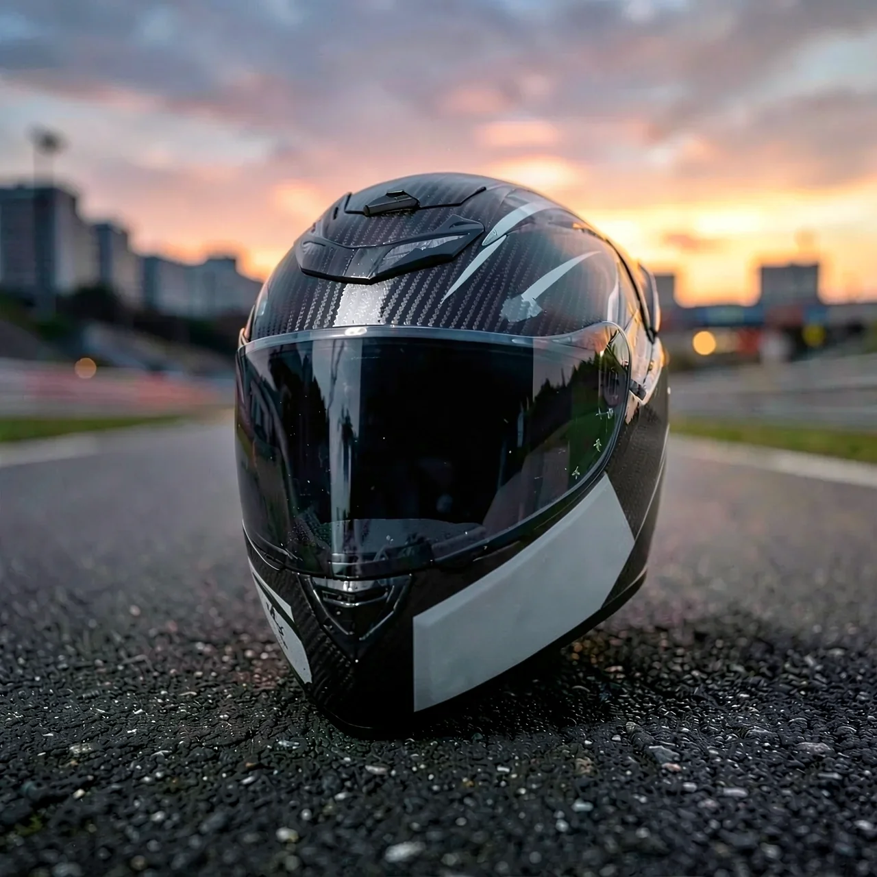 Мотоциклетный шлем QKE RR Racing Черный в белую полоску