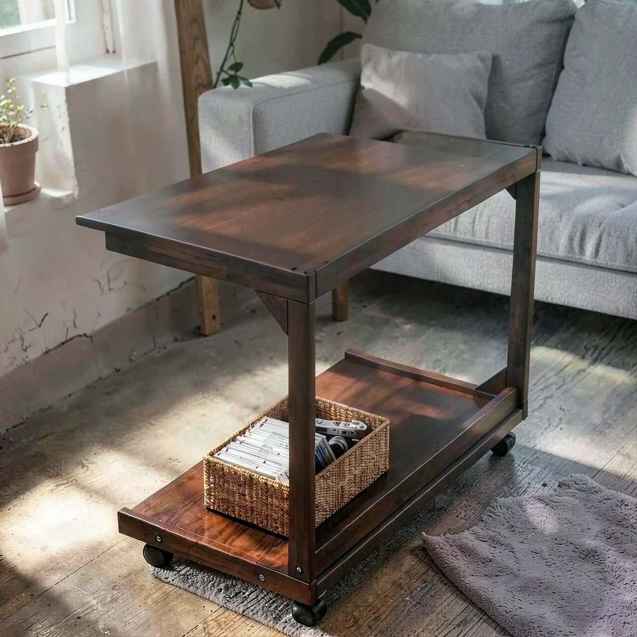 Столик приставной черный орех 40x40 без крышки