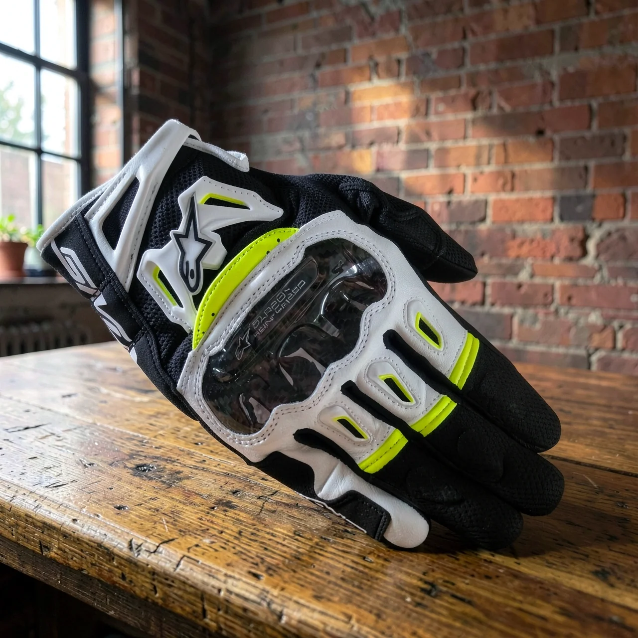 Мотоперчатки Alpinestars SMX-2 Air Carbon V2 черно-белые флуоресцентные XL