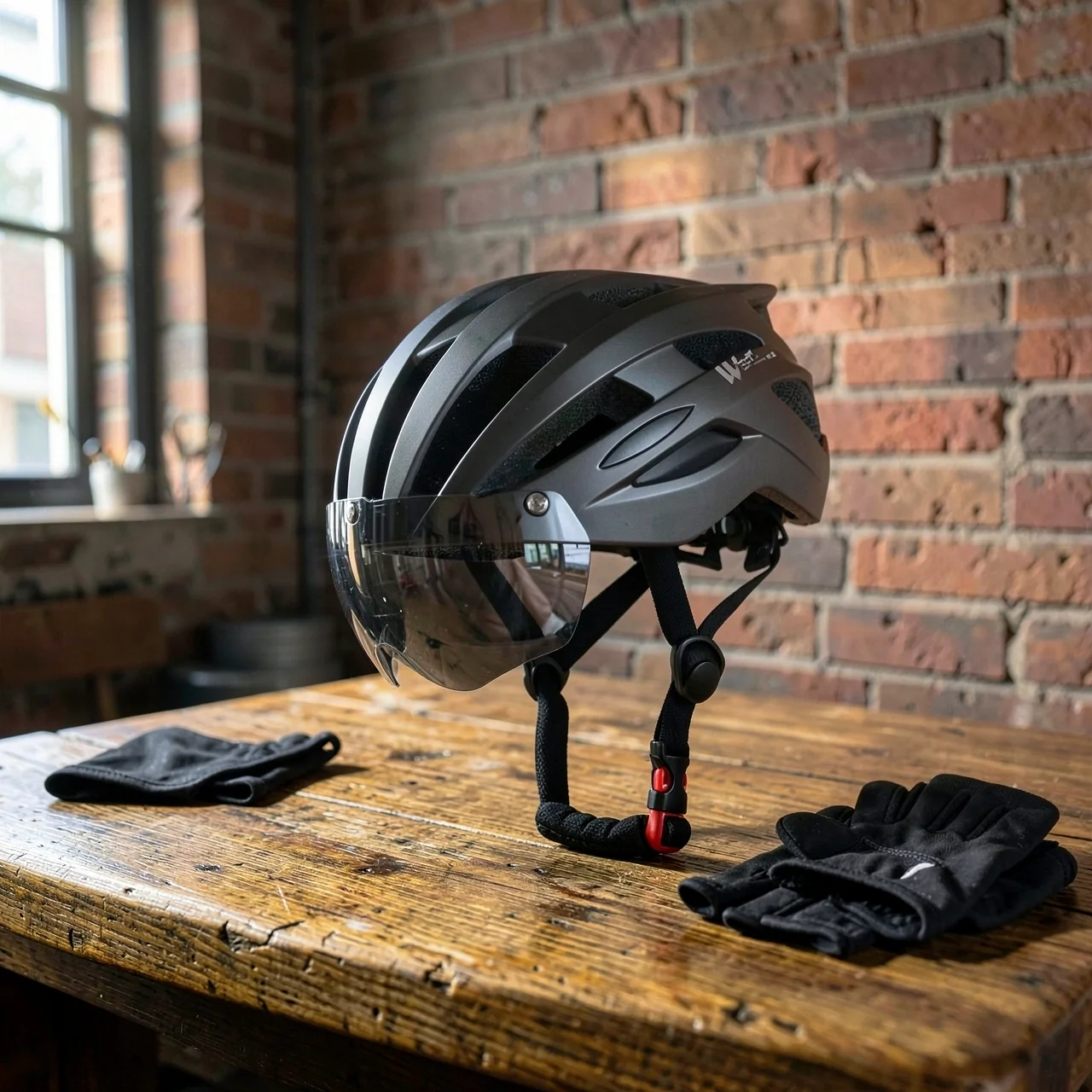 Велосипедный шлем West Biking титановый, две линзы, с фонарем