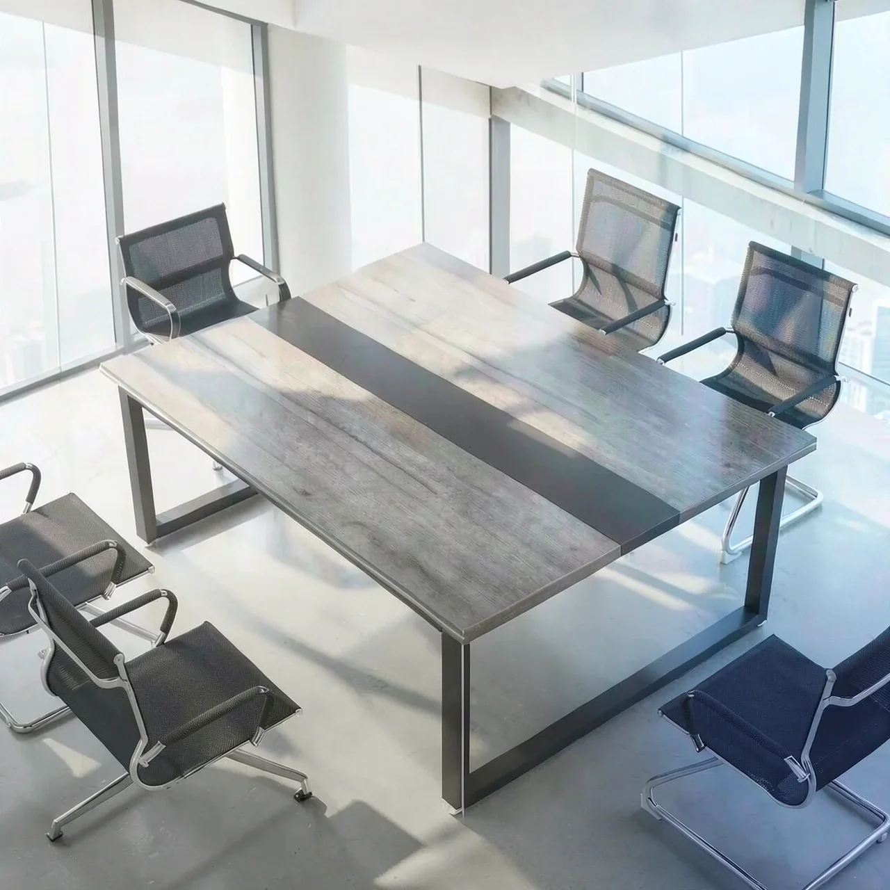 Конференц-стол Yiling Furniture al123 серый дуб на 12 человек