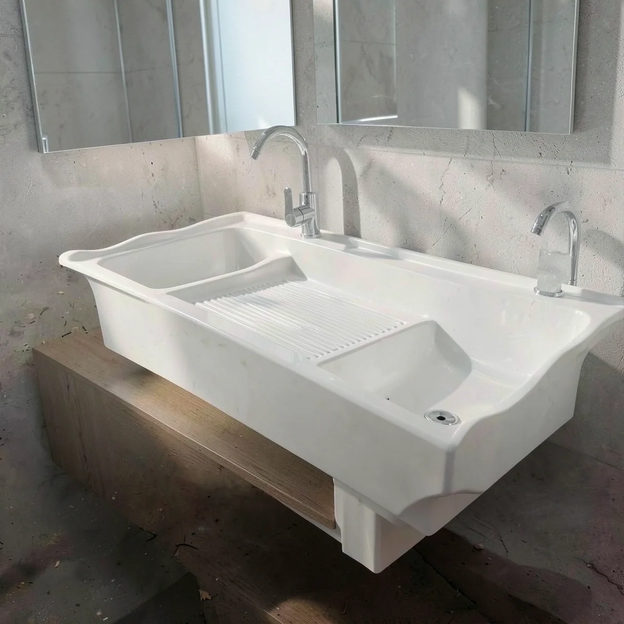 Раковина кварцевая белая 90x58 плоский край