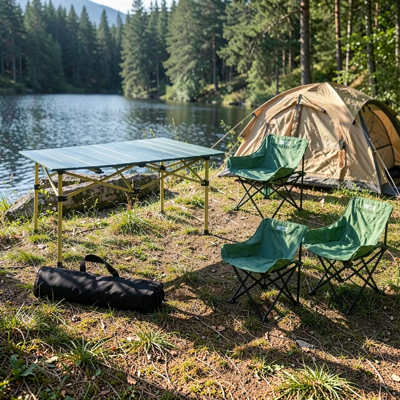 Набор мебели Early Morning Traveler зеленый (4 стула, стол 120см)