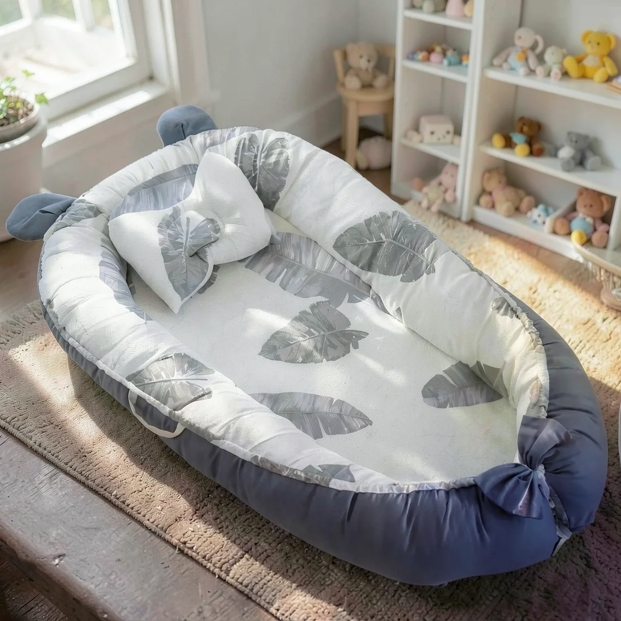 Кроватка детская Радуга серая Memory Foam