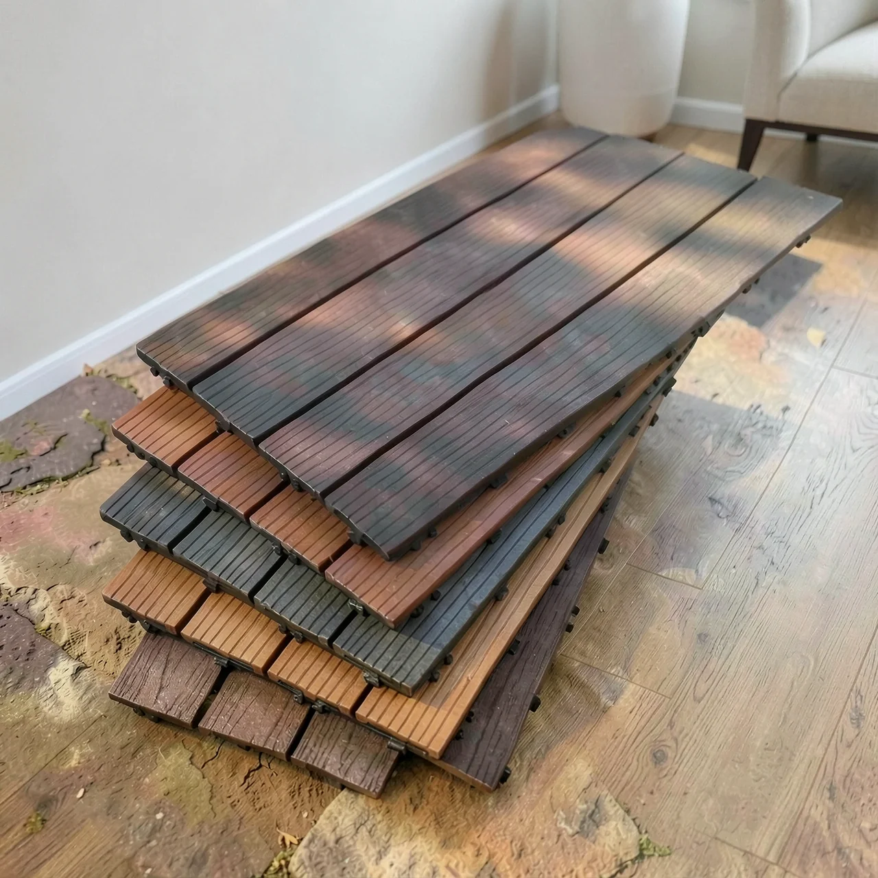 Плитка ДПК полосатая натуральная 30x60
