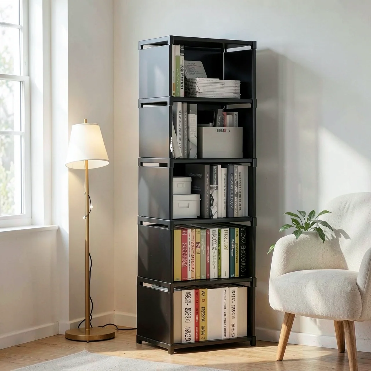 Стеллаж Simple Bookshelf 5 ячеек черный