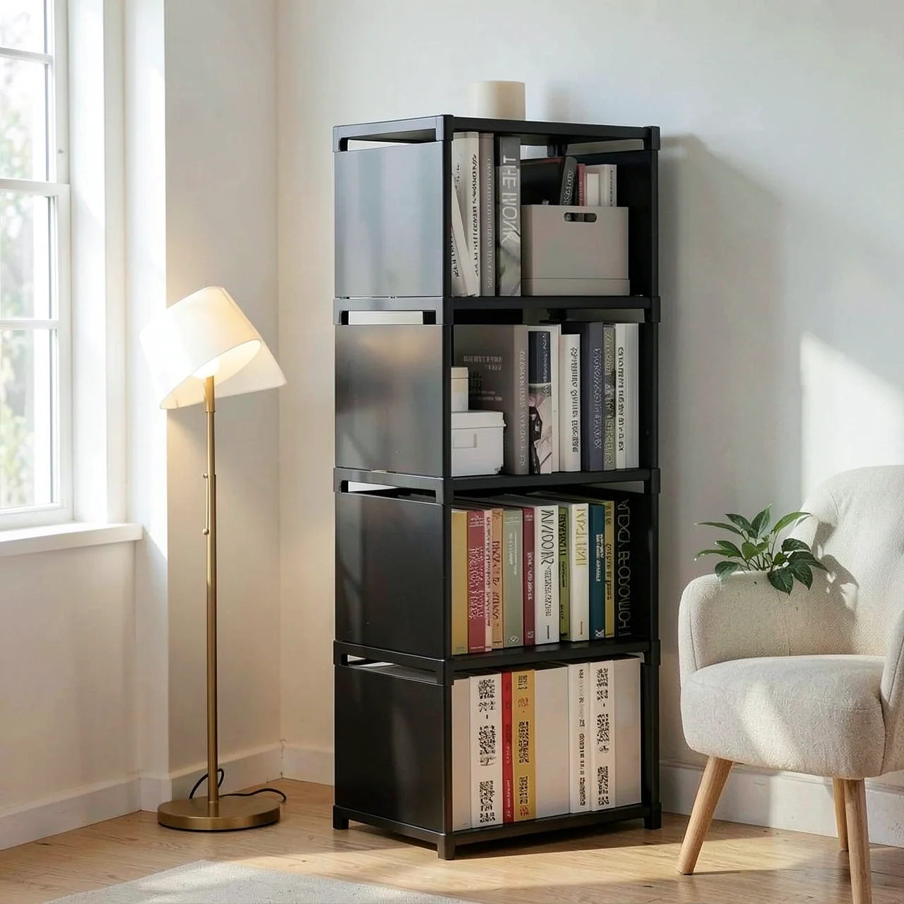 Стеллаж Simple Bookshelf 4 ячейки черный