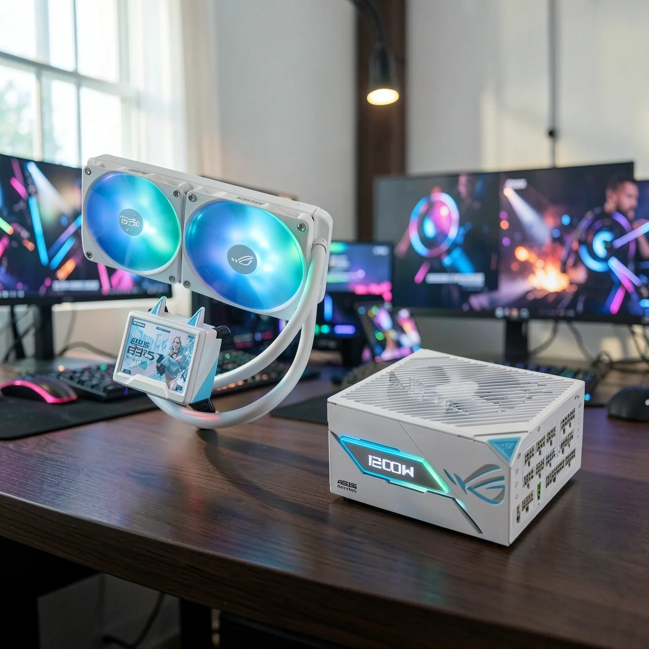 СЖО ASUS ROG Strix Ryujin II 360 ARGB LCD белая и БП Thor III 1200W белый