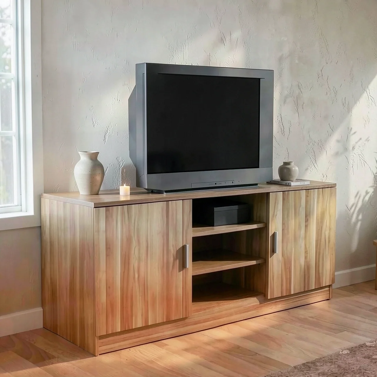 Тумба под телевизор 180x40x60 см черный орех с 2 ящиками