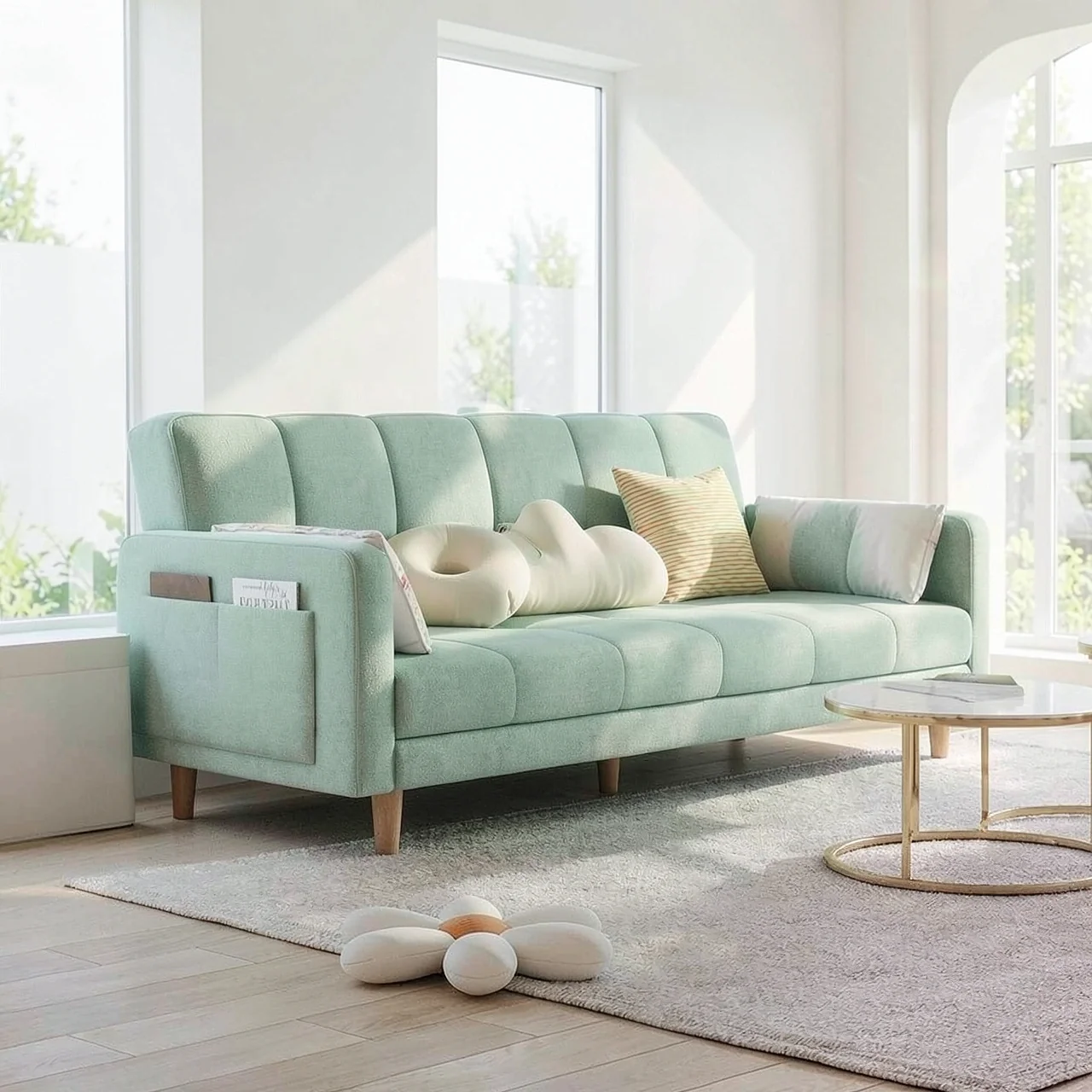 Диван светло-зеленый тканевый 1.7м