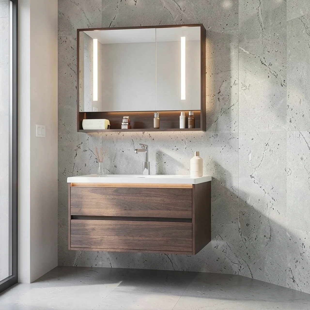 Шкаф подвесной 70 см с интеллектуальным зеркалом