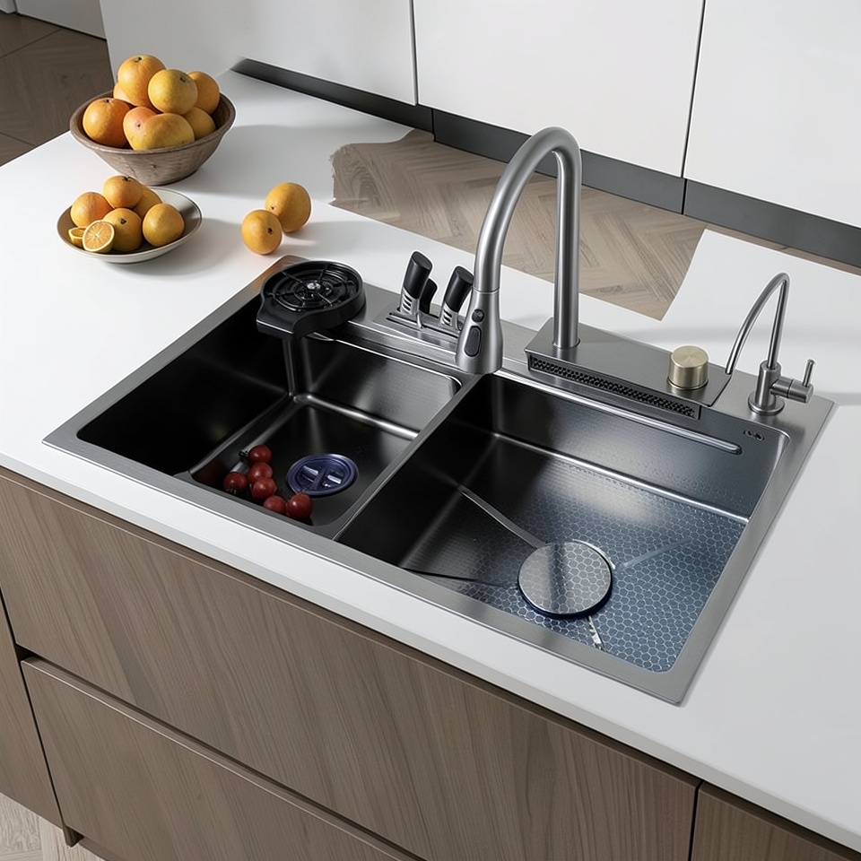 Мойка черный кристалл 80x45