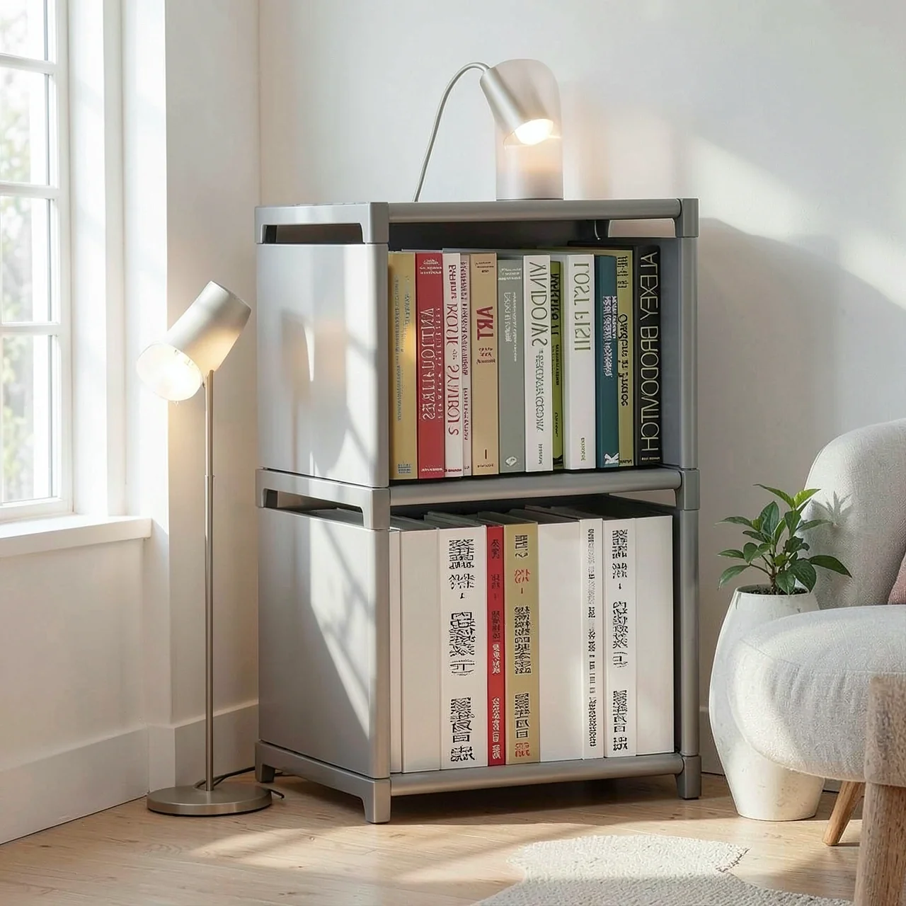 Стеллаж Simple Bookshelf 2 ячейки серебристо-серый