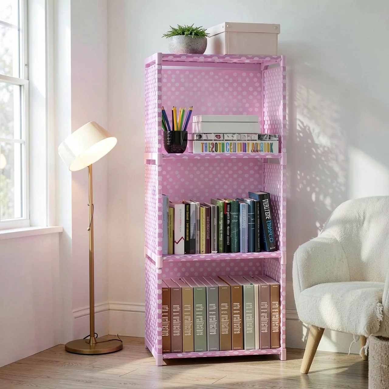 Стеллаж Simple Bookshelf 3 ячейки розовый