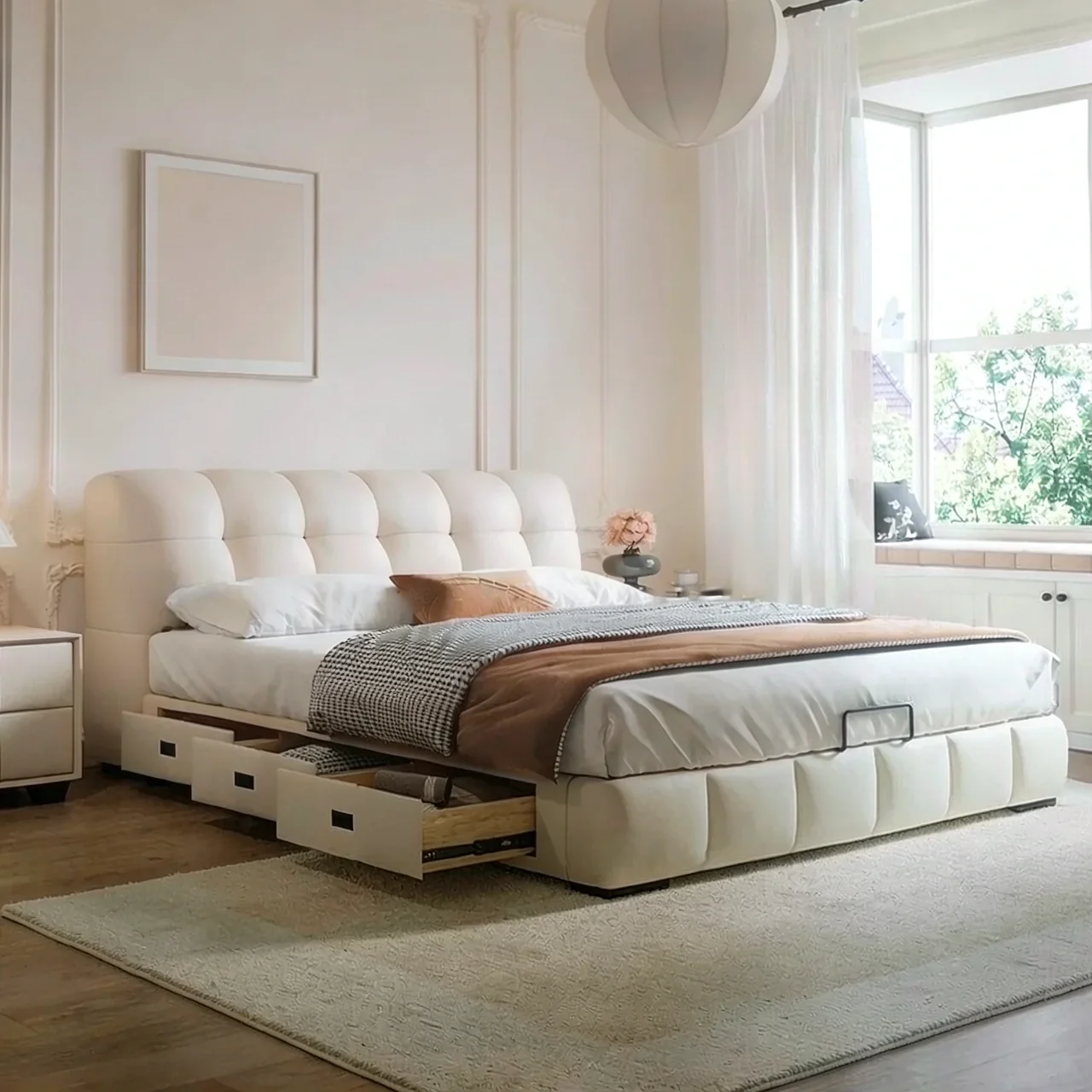 Кровать Otter кремовая 200x220 каркасная