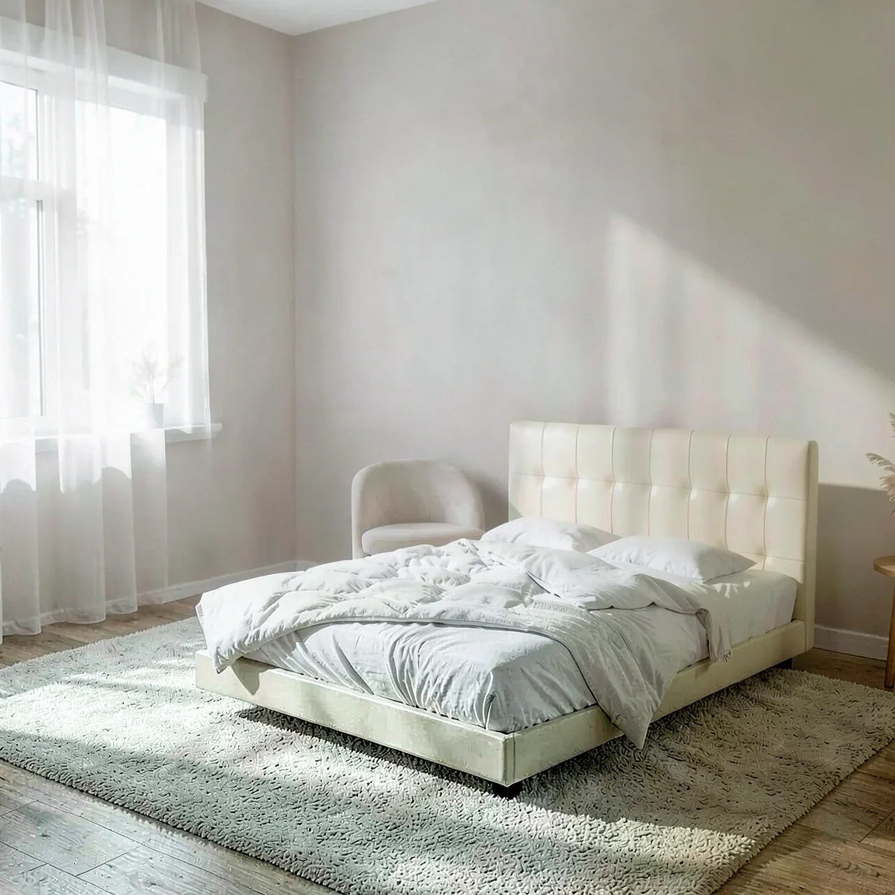Кровать двуспальная Sufanhome кожа белая 1800