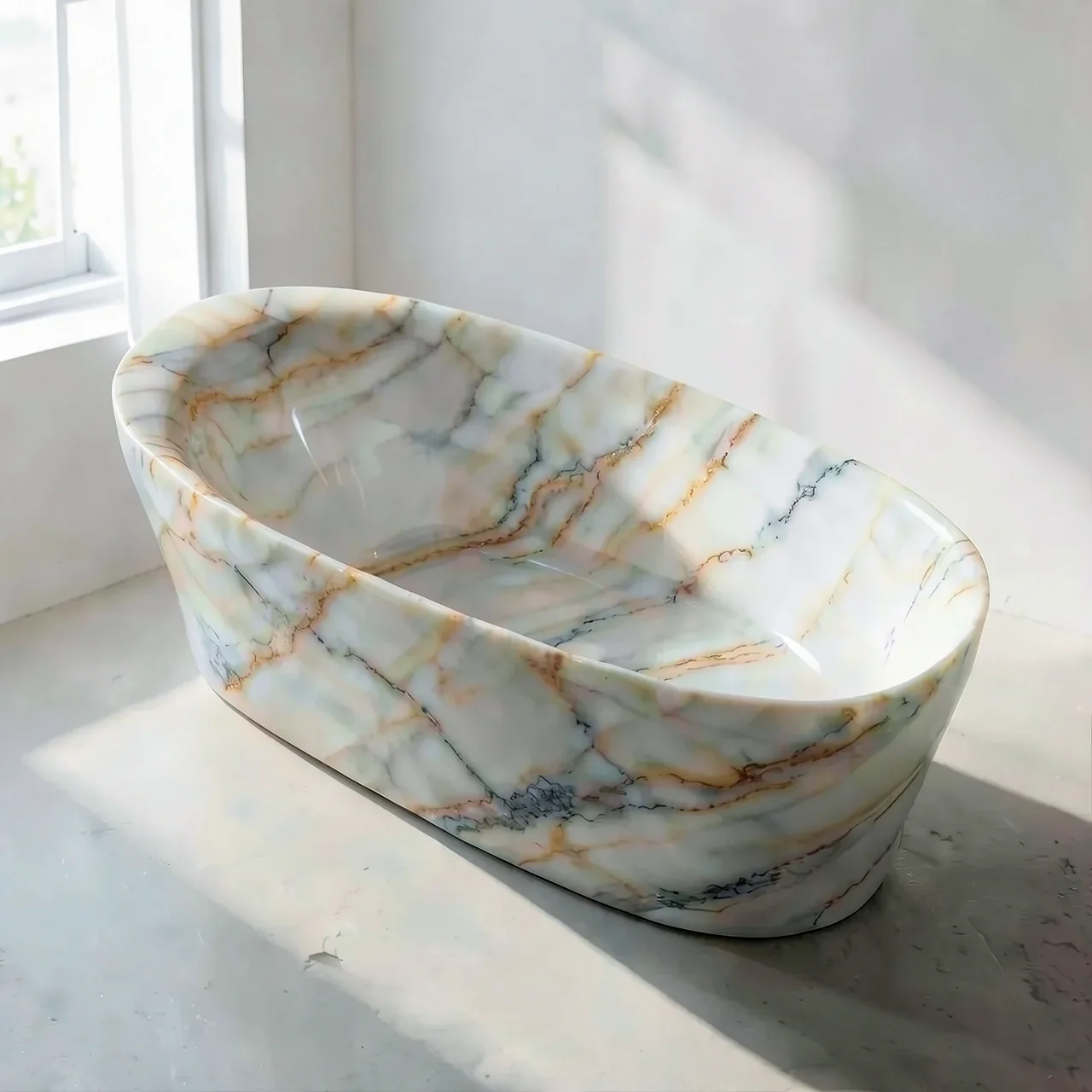 Ванна из искусственного камня мрамор Каррара 1.6м