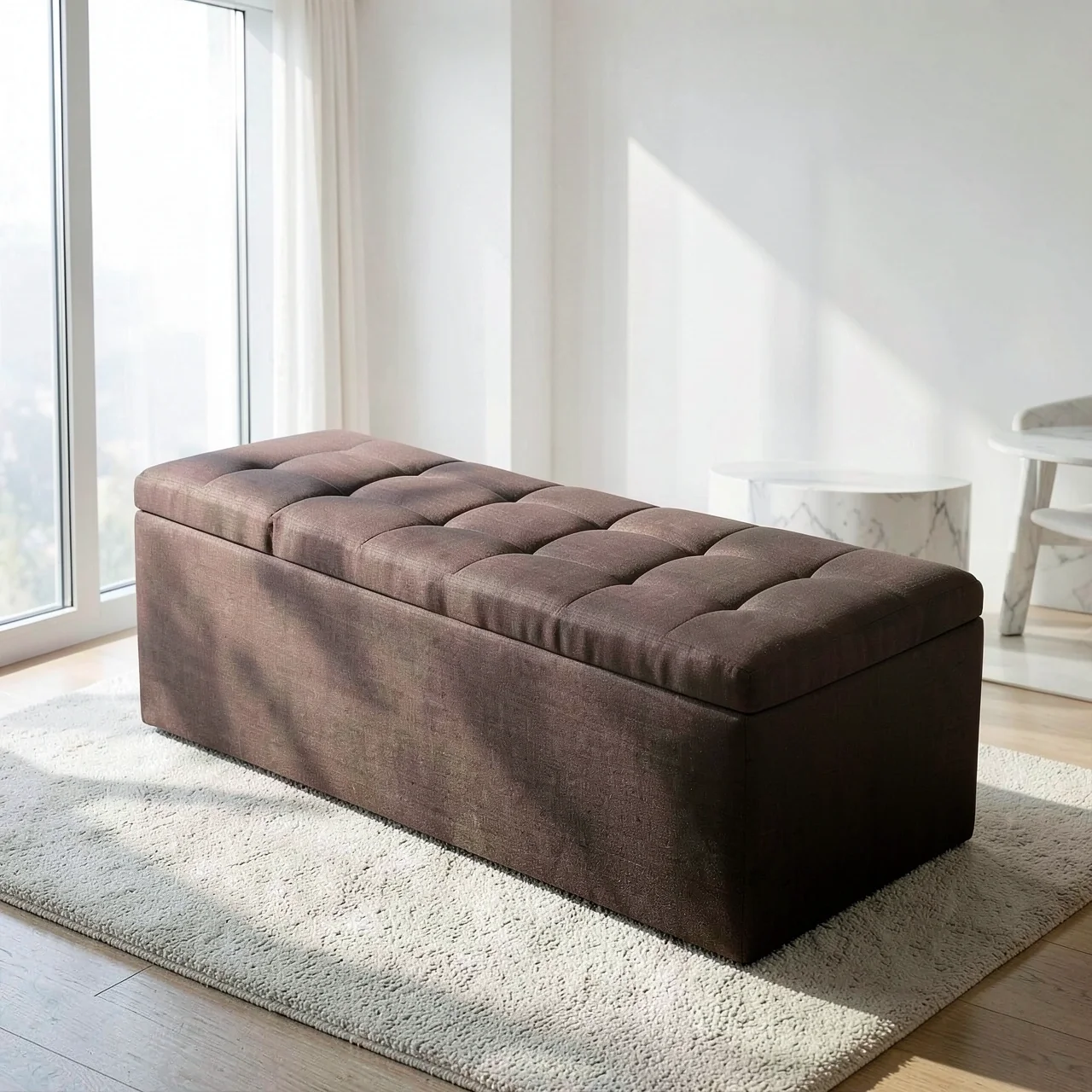 Компактный диван-банкетка глубокий кофе лен 27x27x27