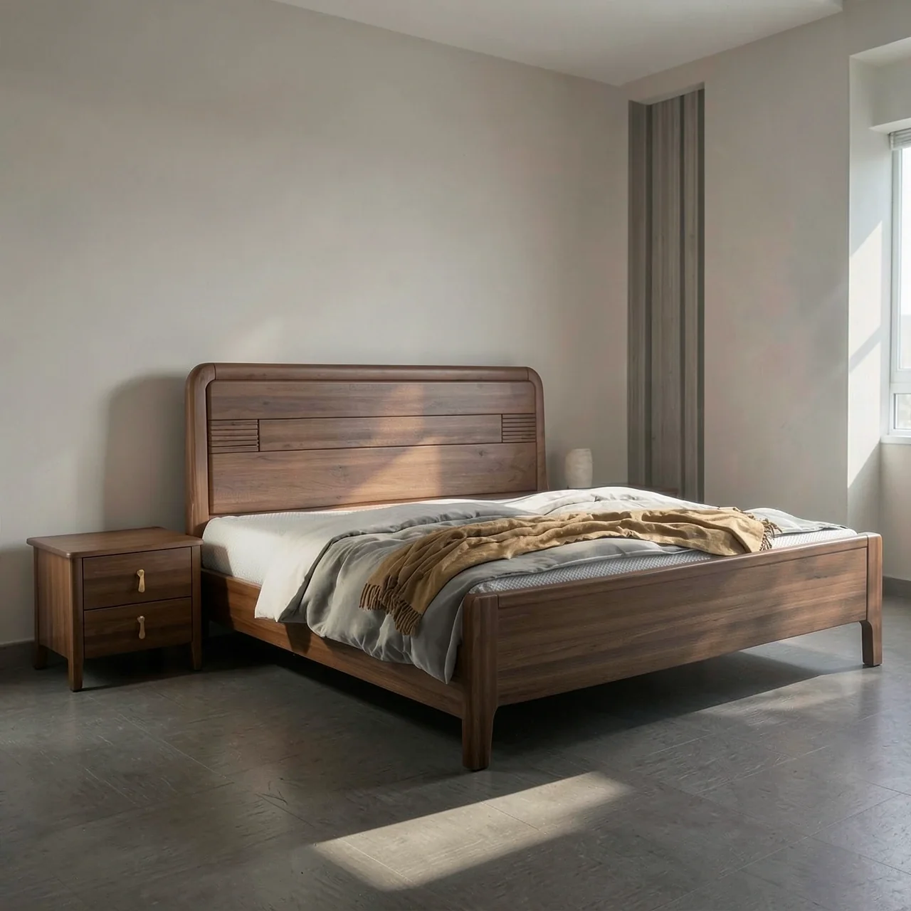 Кровать с кокосовым матрасом и тумбой 150x200