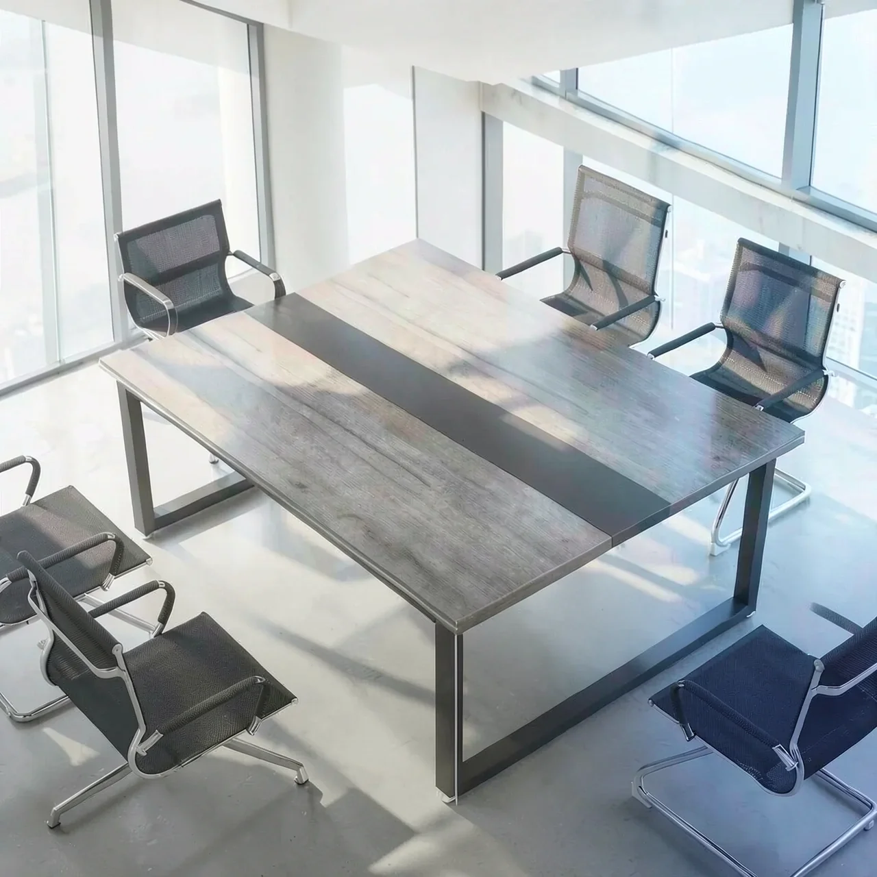 Конференц-стол Yiling Furniture al123 серый дуб на 10 человек