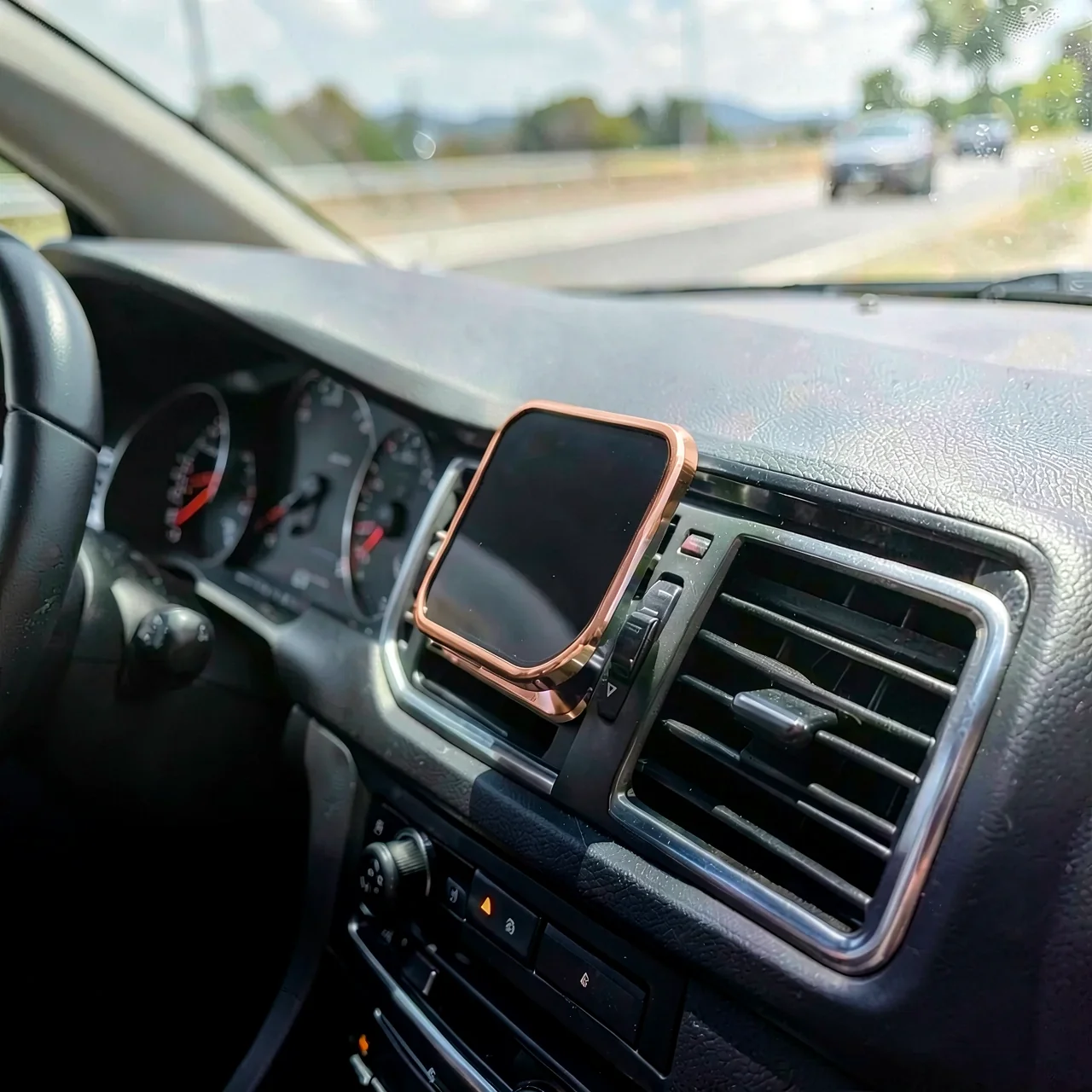 Автомобильный держатель F6 скошенный край rose gold