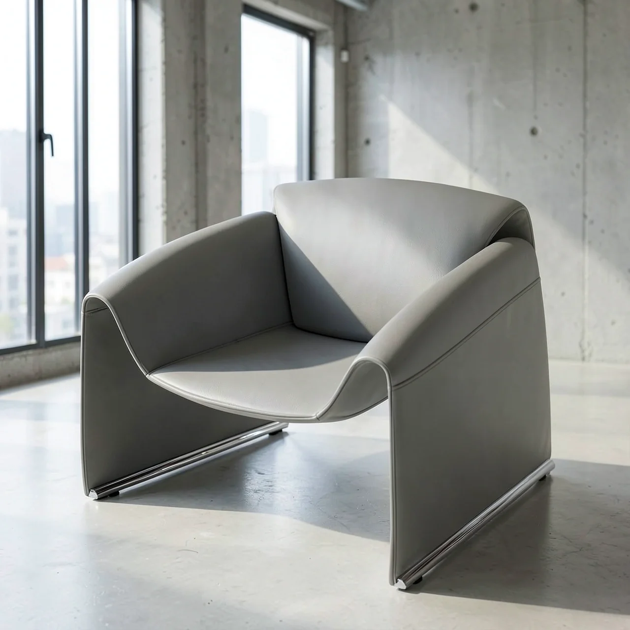 Кресло-диван Zuozuo Sofa серая кожа