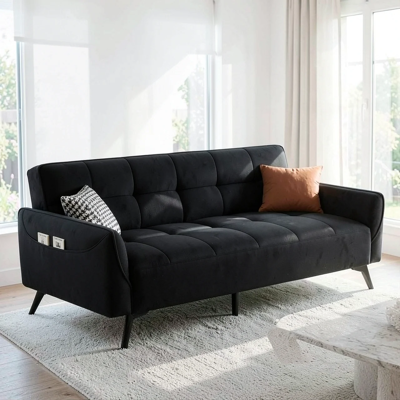 Диван-кровать темно-серый латекс 2.2м