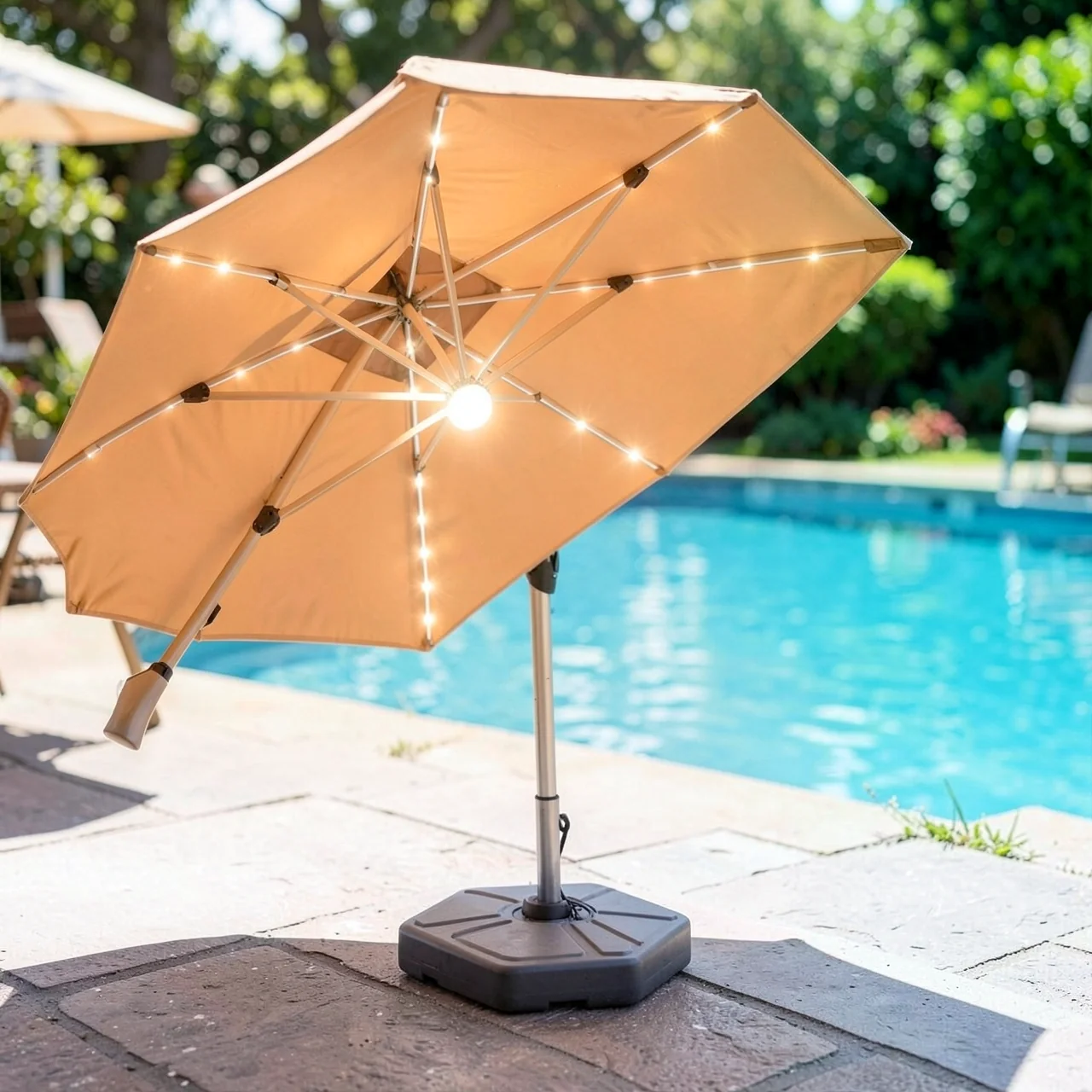 Садовый зонт Yu Yi Outdoor квадратный 3м солнечная подсветка