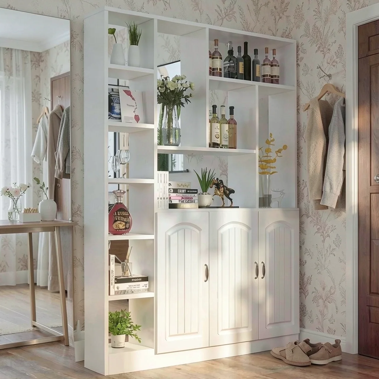 Шкаф-стеллаж белый 1.5м 3 двери