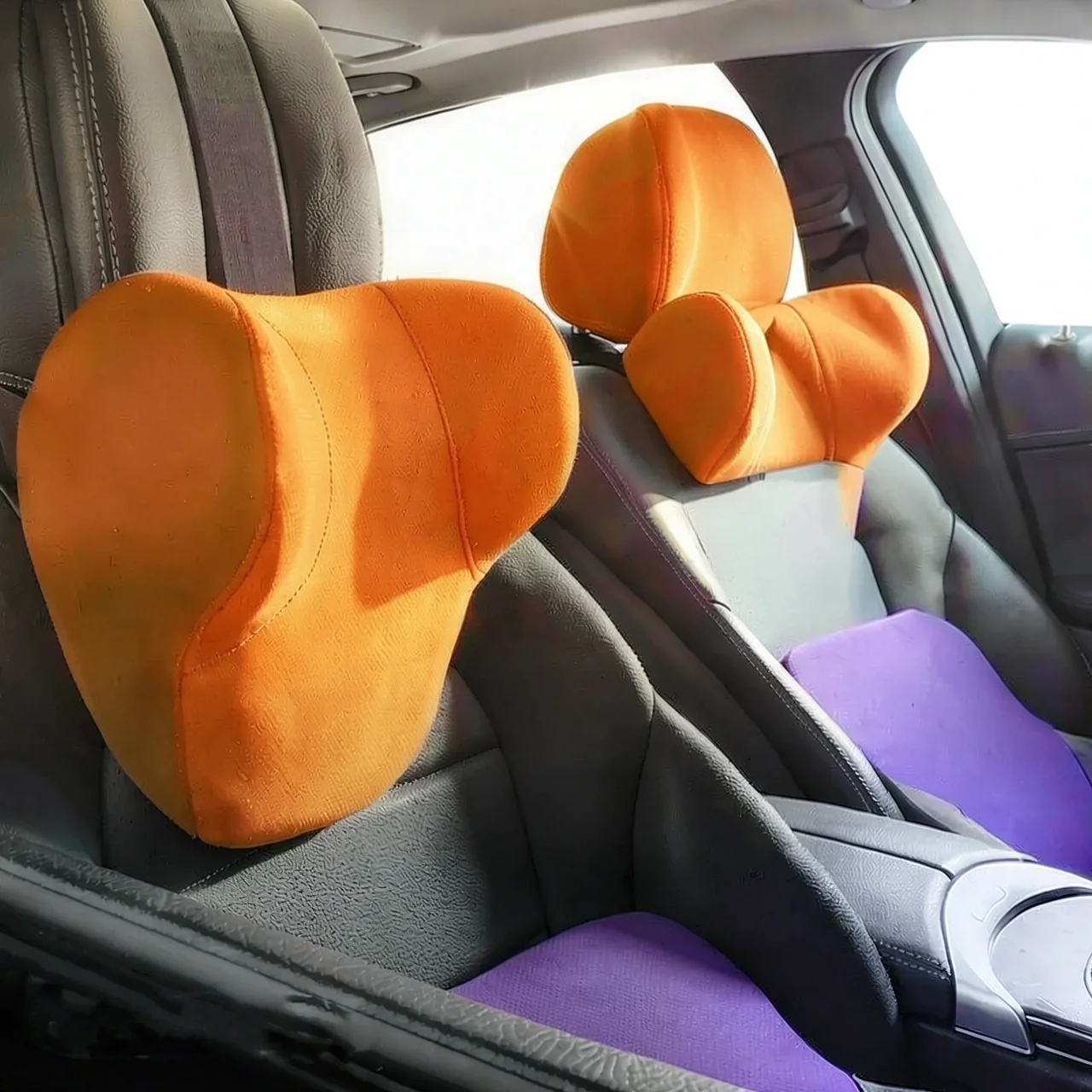 Подушка автомобильная для шеи оранжевая