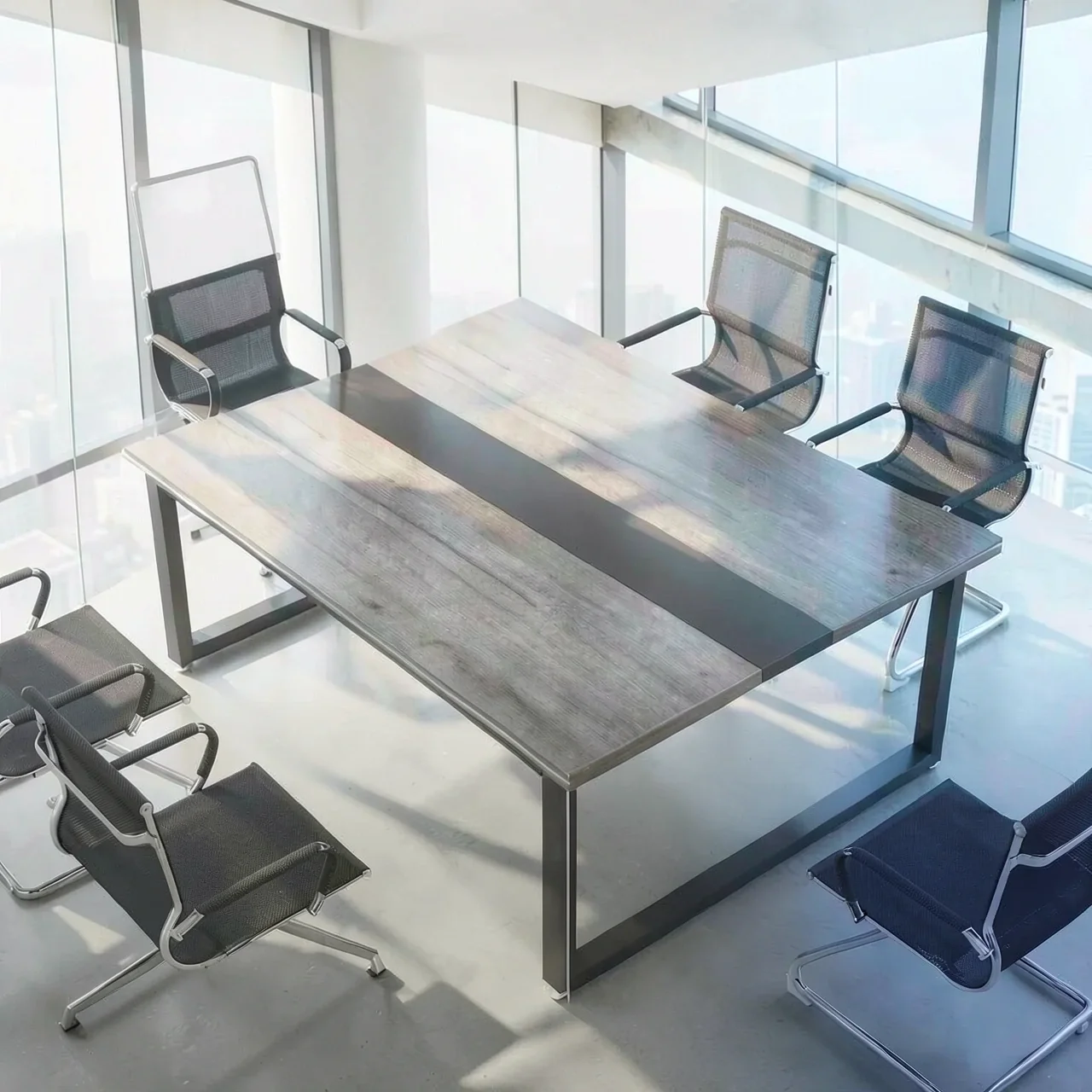 Конференц-стол Yiling Furniture al123 серый дуб на 14 человек