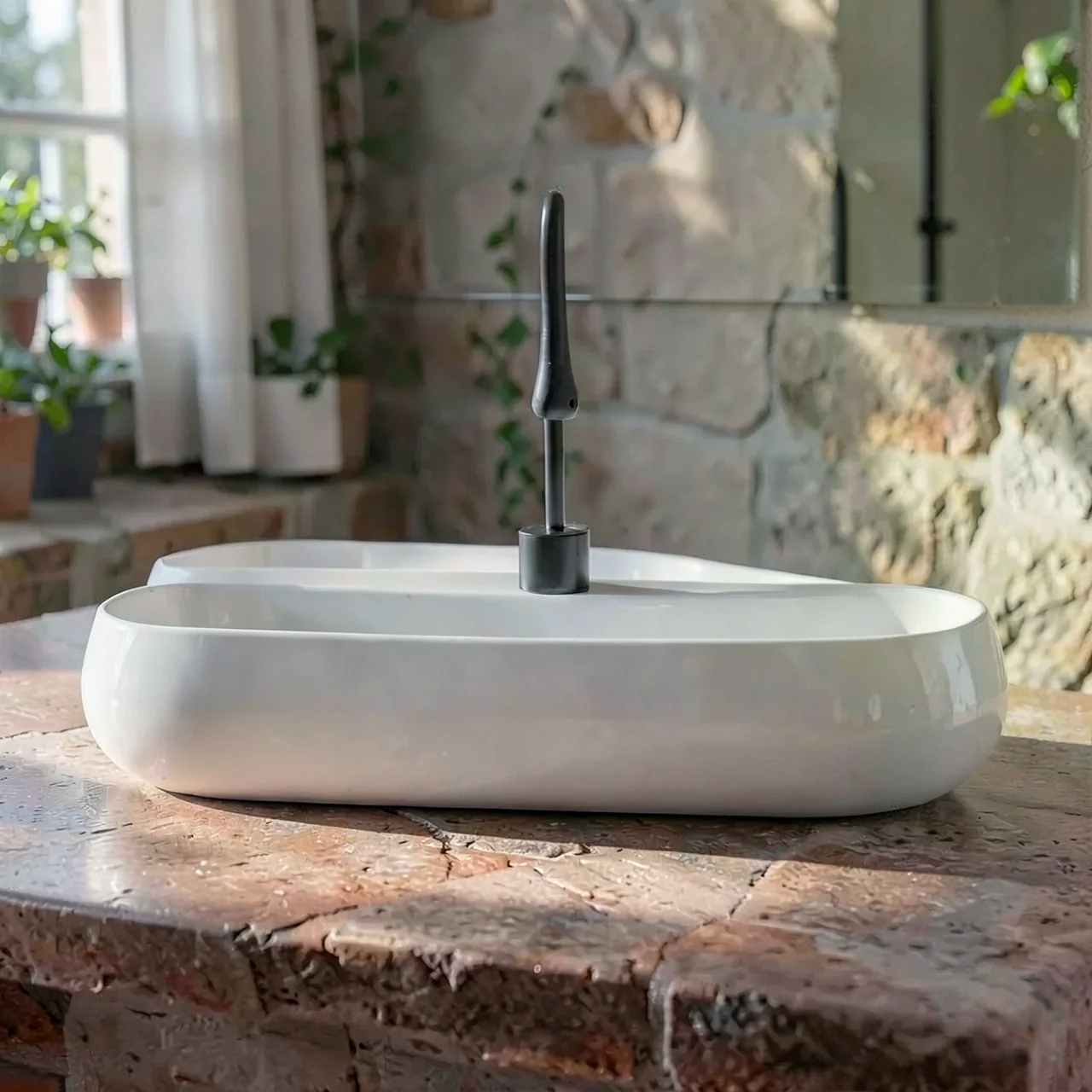 Раковина Soap TO720 белая с краном Черный лебедь