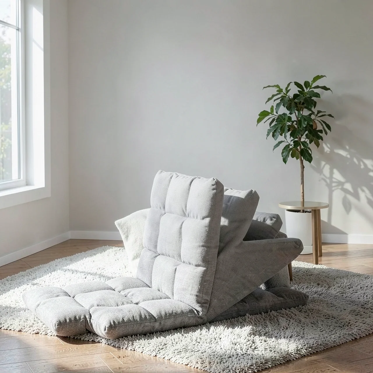 Складной диван-кресло белый 7 секций