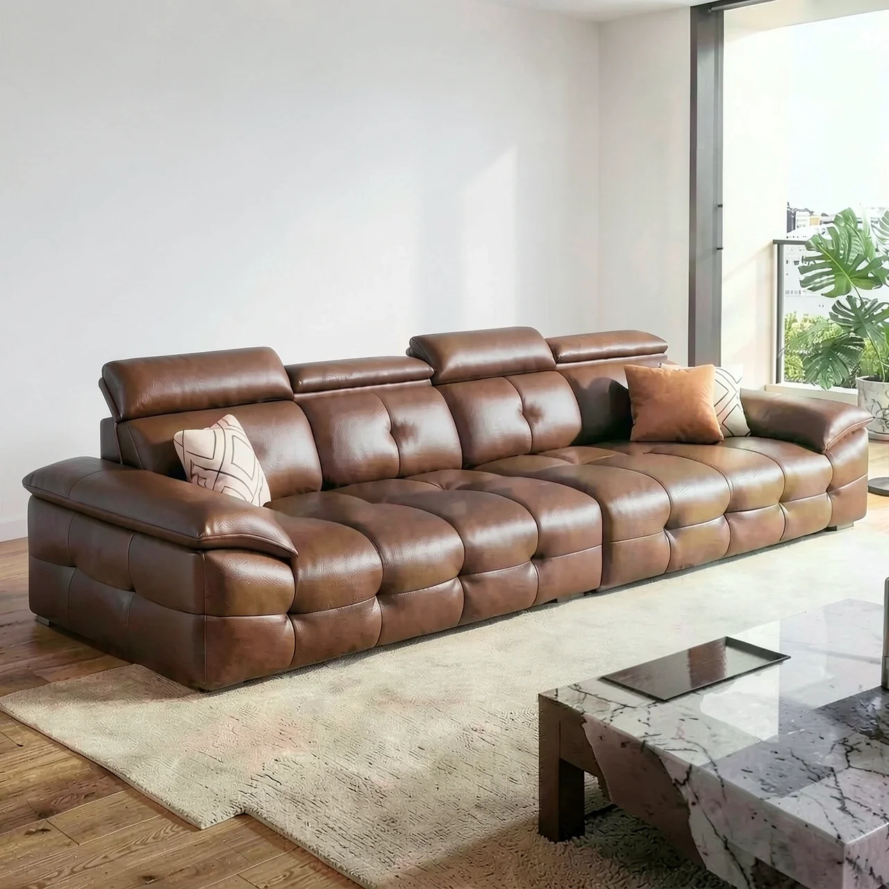 Диван Lawrence коричневый четырехместный 3.4м