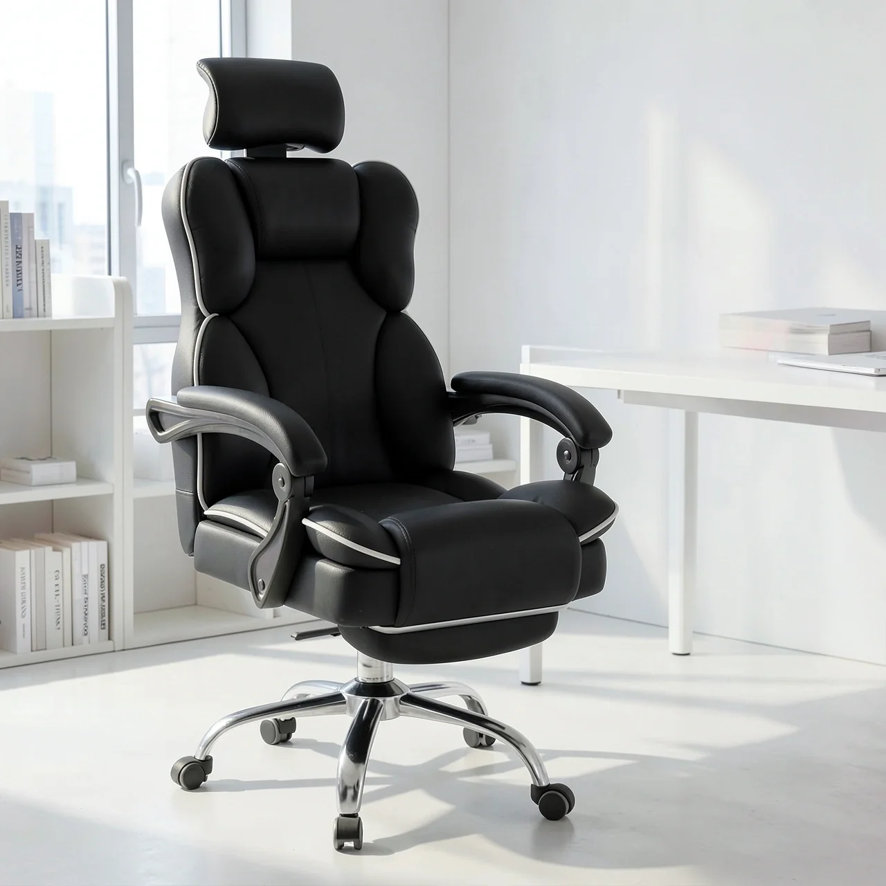 Кресло Bolan EKW40921 черный с белым, пена, подножка