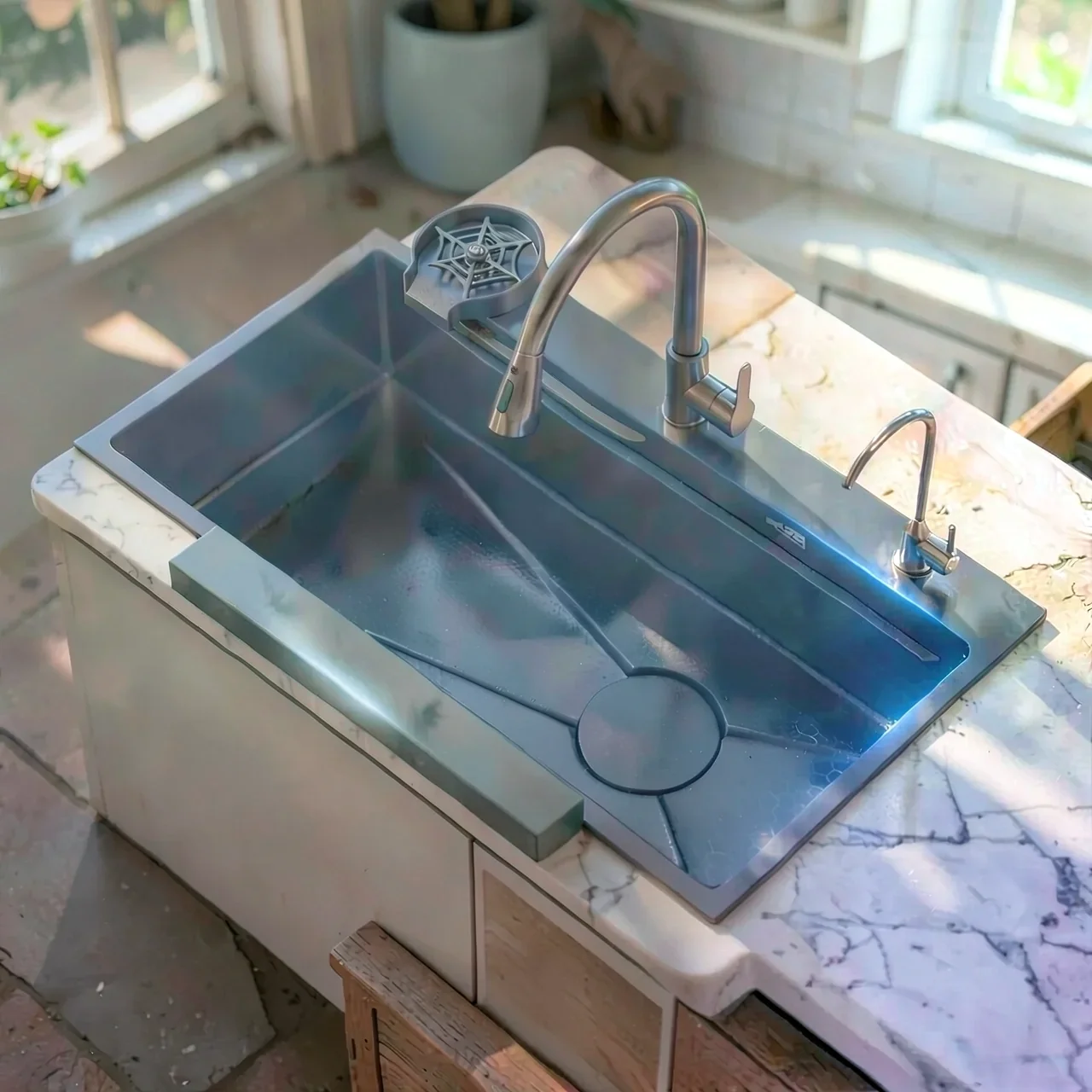 Мойка серебристая 60x45 полный комплект