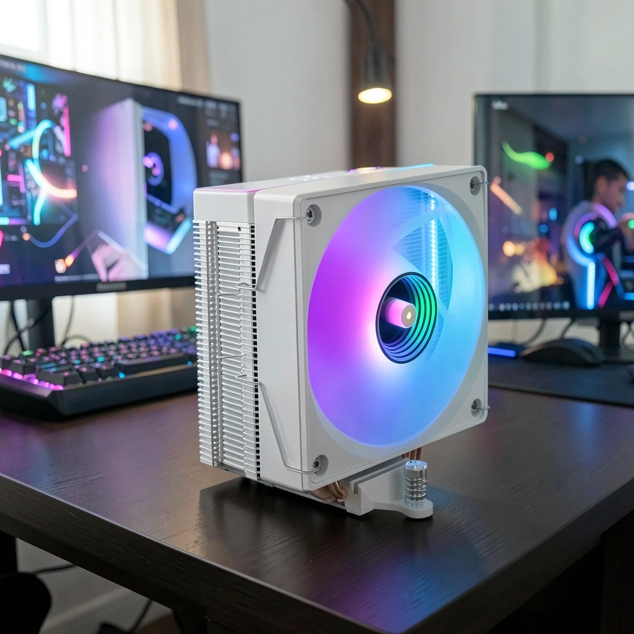 Кулер LOVINGCOOL AP-400 белый, 4 трубки, цифровой дисплей